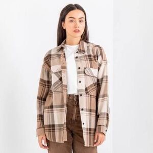 Dr. Denim Plaid Button Down Shirt - Brown and Cream